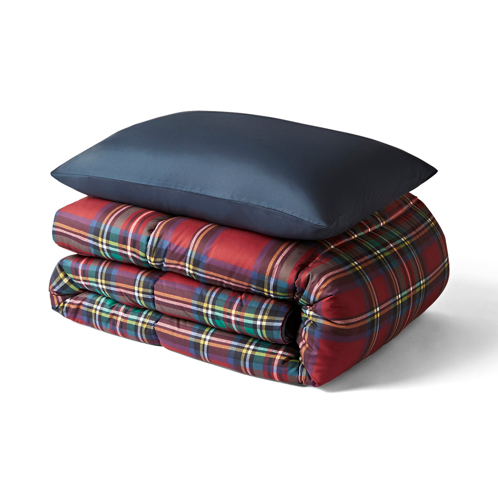 Night Lark® Classic Tartan Coverless Duvet Set Red Single Set