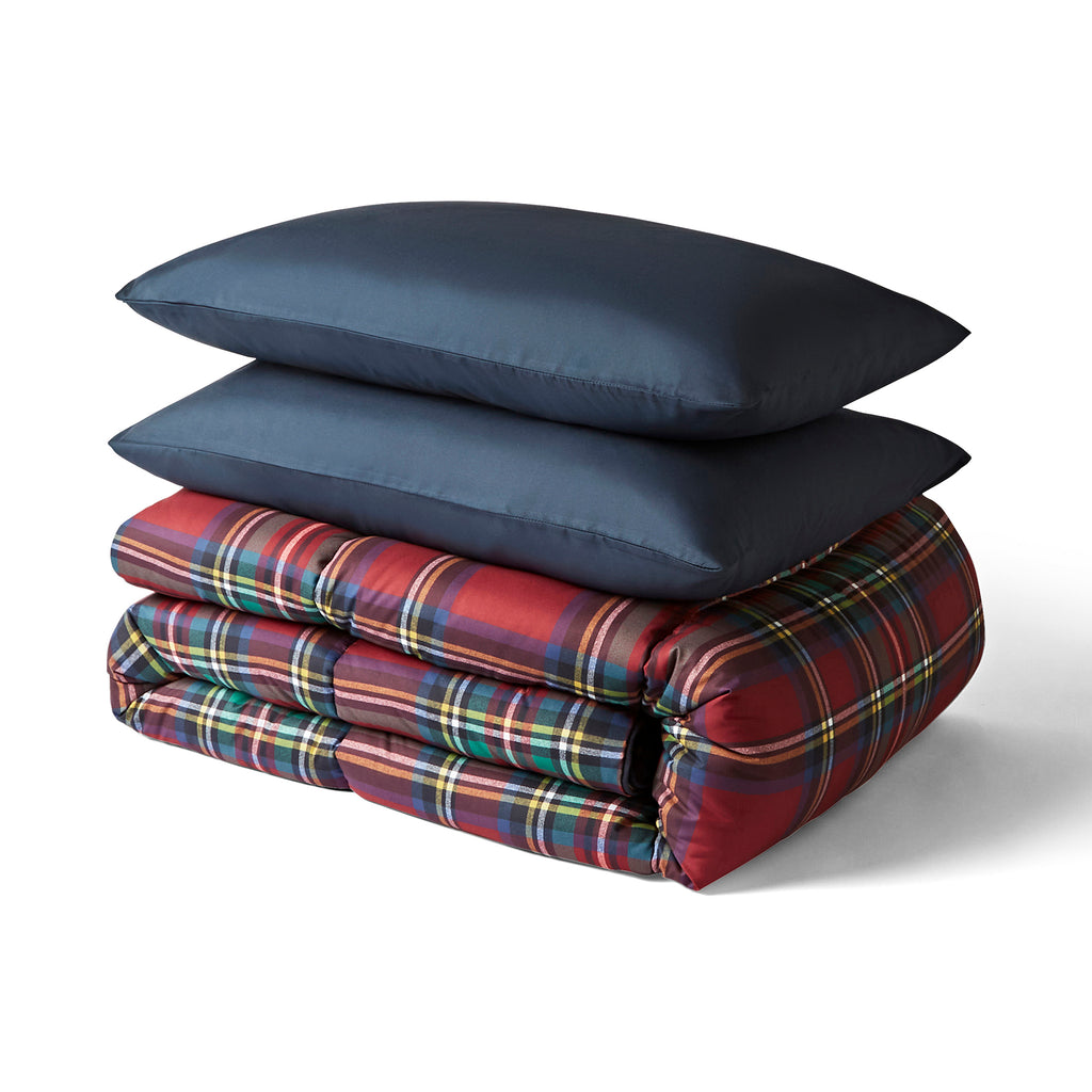 Night Lark® Classic Tartan Coverless Duvet Set Red Double