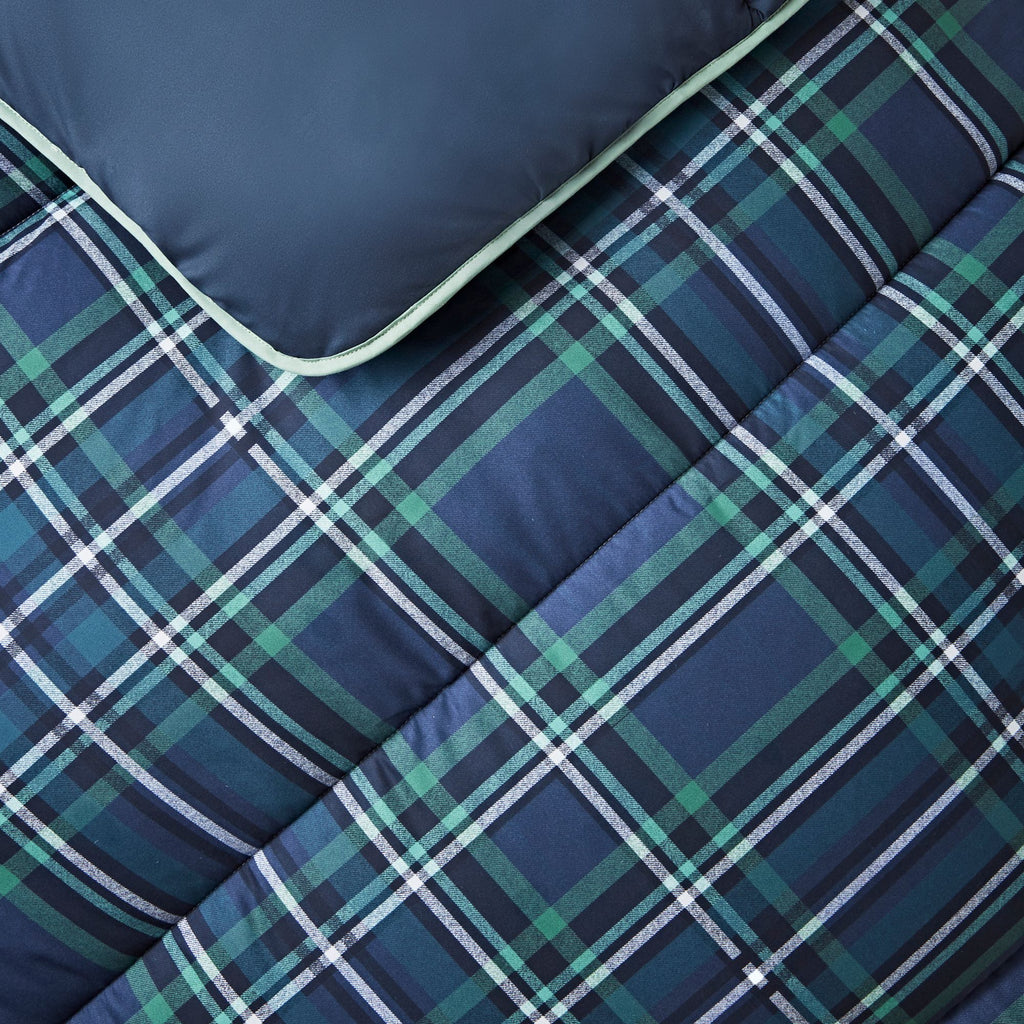 Night Lark® Classic Tartan Coverless Duvet Set Navy Detail