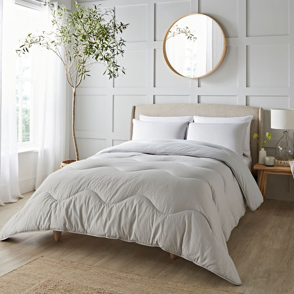 Night Lark Seersucker Coverless Duvet Set lifestyle in Grey