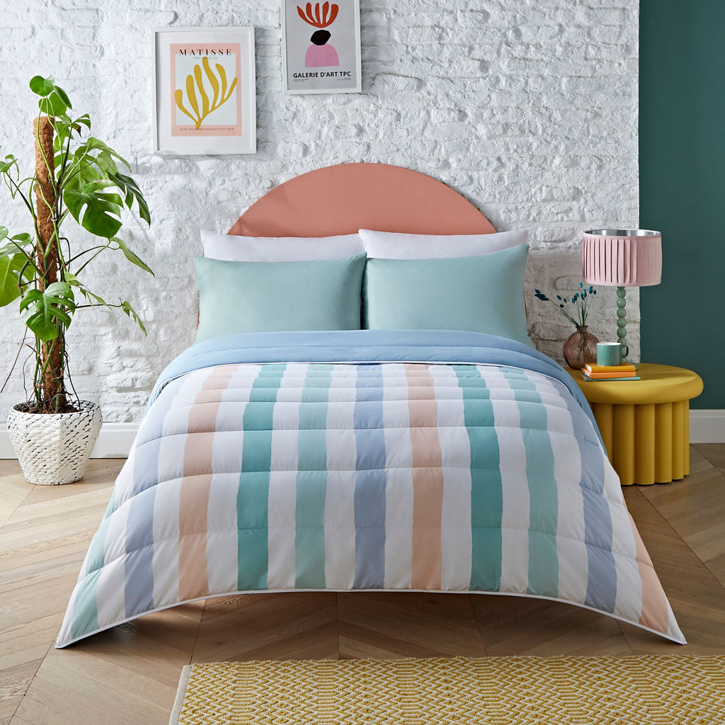 Night Lark Painted Strips Coverless Duvet Set Lifestyle