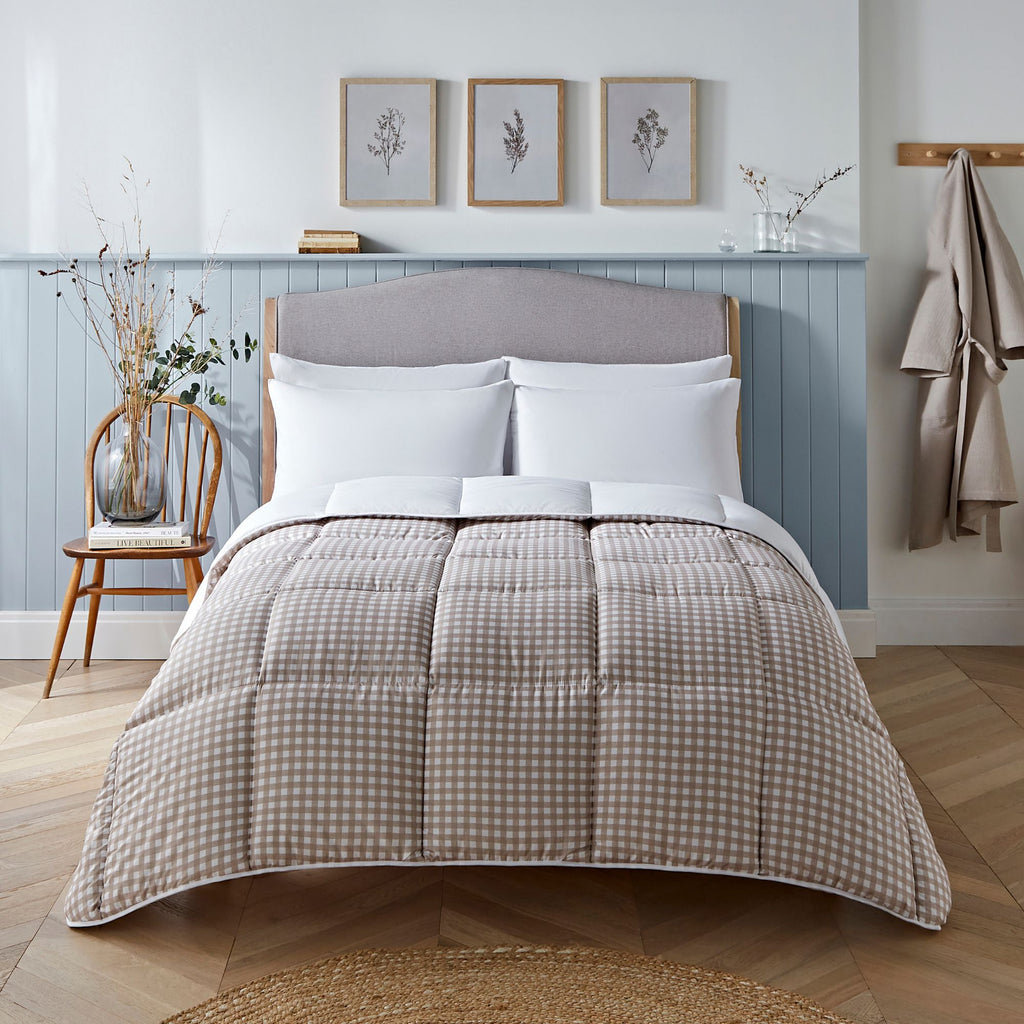 Night Lark / Night Owl Gingham Coverless Duvet In Warm Sand