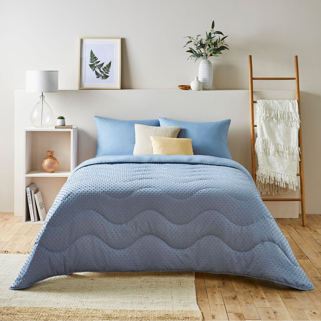 Night Lark Tufted Dots Dusk Blue Coverless Duvet Bedding Home Style