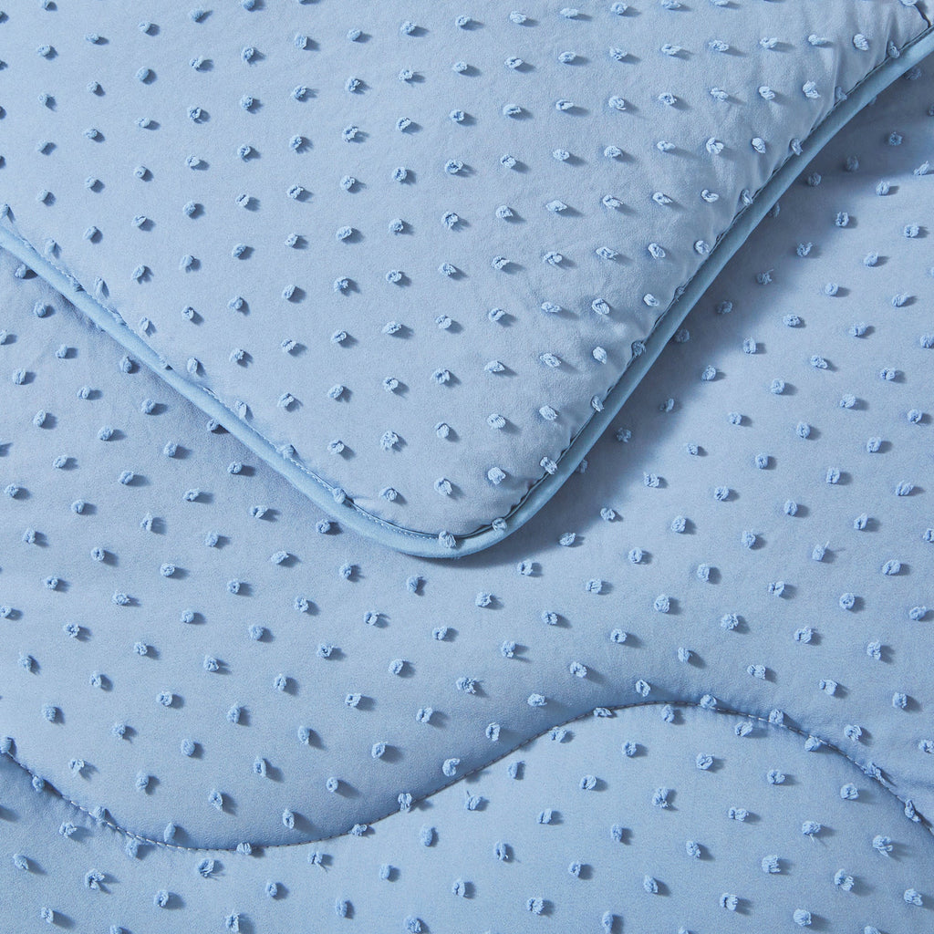 Night Lark/ Night Owl Tuffted Dots Coverless Duvet Detail In BLue