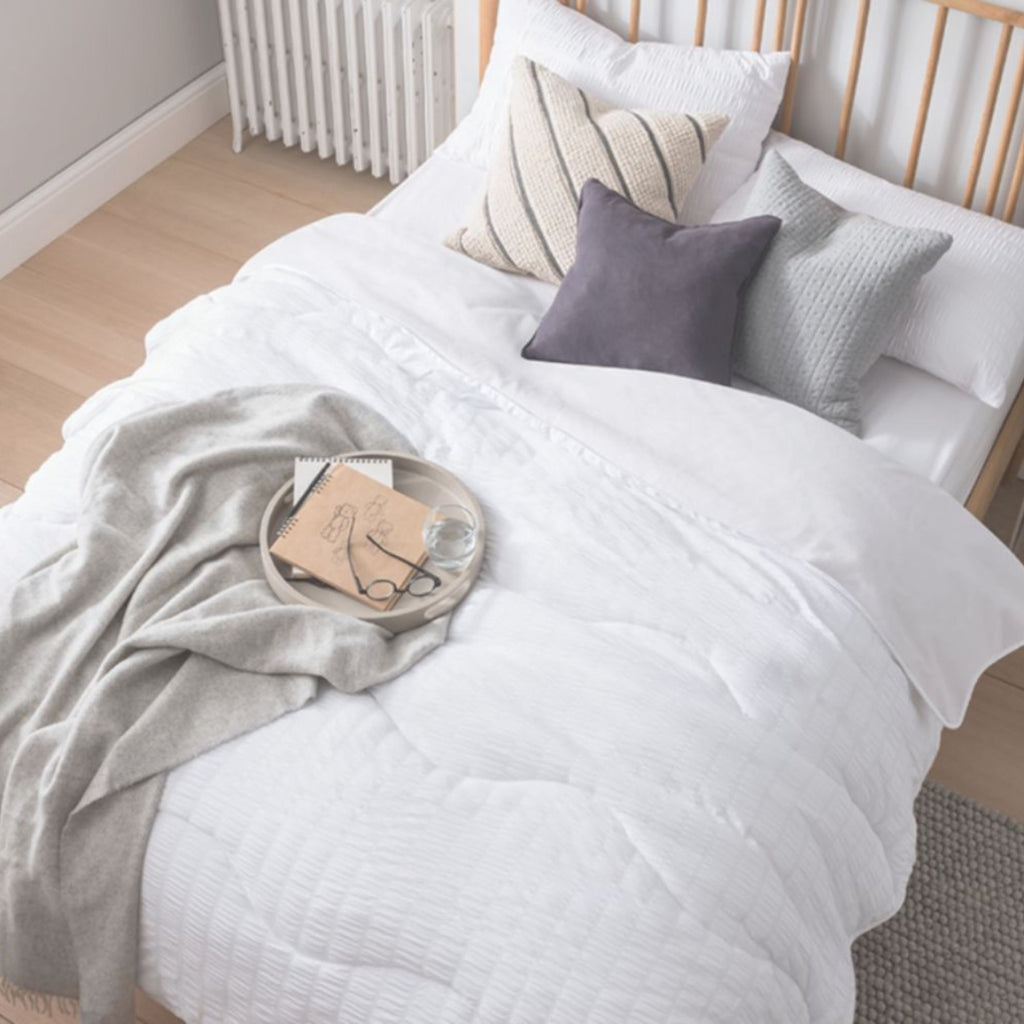 Night Owl® Wide Seersucker Coverless Duvet in White lifestyle